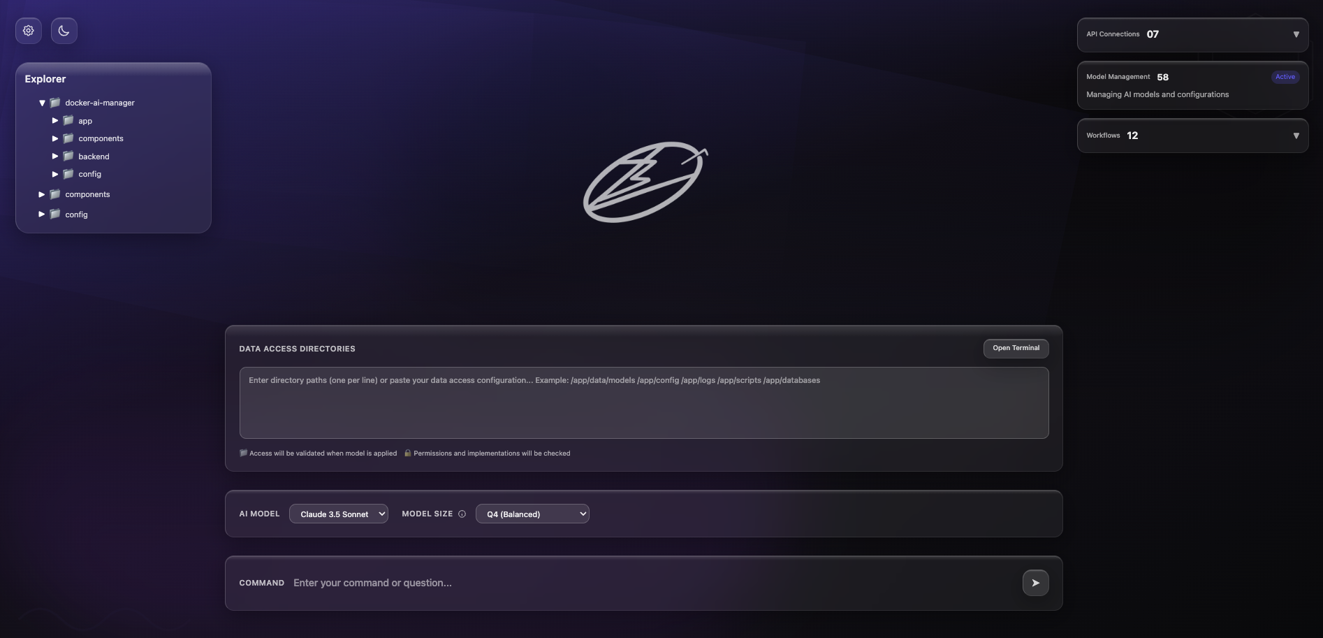 AI dashboard interface example